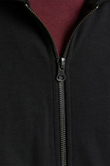 Jack & Jones Basic Erkek Fermuarlı Kapüşonlu Sweatshirt 12181901 - Siyah
