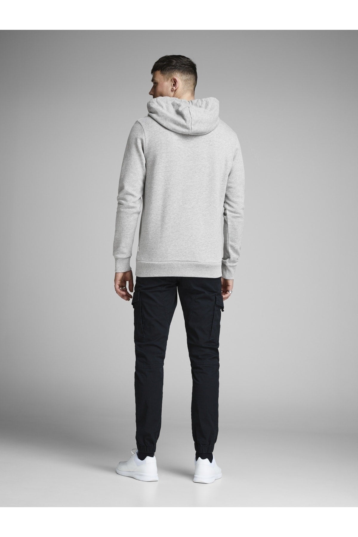 Jack & Jones Corp Old Logo Erkek Kapüşonlu Sweatshirt 12137054 - Açık Gri