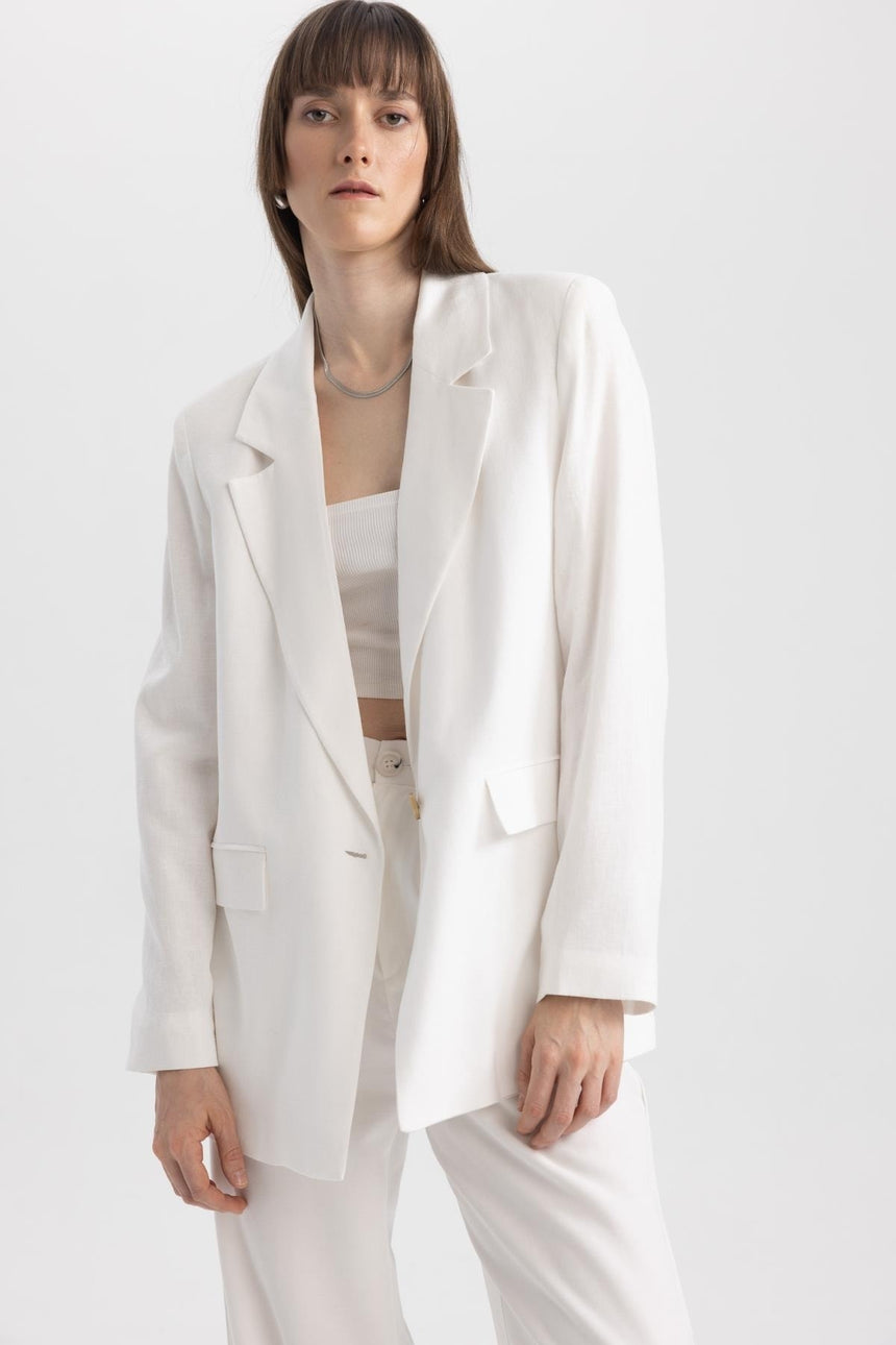DeFacto Z2536AZ Kadın Blazer Ceket - Beyaz