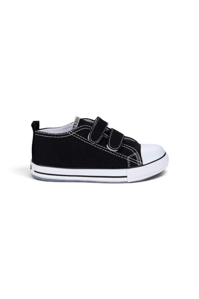 Sporline Vicco siyah beyaz renkli, cırt cırtlı, %100 keten kadın sneaker ayakkabı