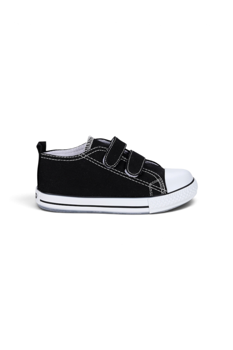 Sporline Vicco siyah beyaz renkli, cırt cırtlı, %100 keten kadın sneaker ayakkabı