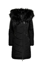 only onlnewlinette fur hood coat otw 15295396 - Siyah