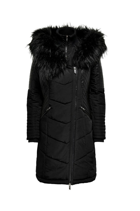 only onlnewlinette fur hood coat otw 15295396 - Siyah