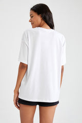 Defacto Kadın Short Sleeve T-Shirt V4136Az - Beyaz