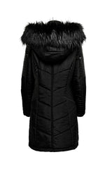 only onlnewlinette fur hood coat otw 15295396 - Siyah