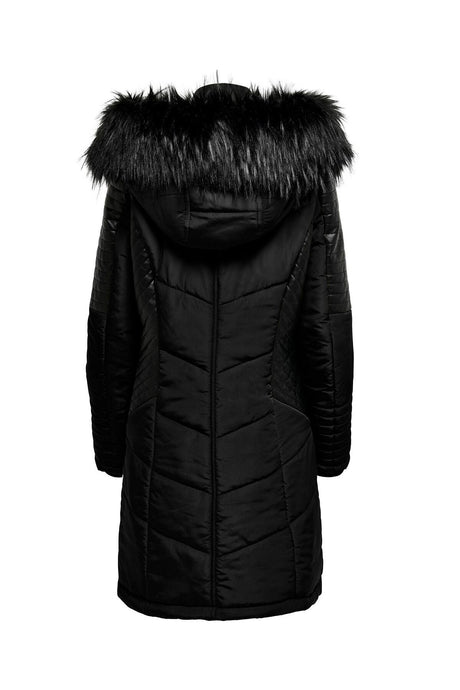 only onlnewlinette fur hood coat otw 15295396 - Siyah