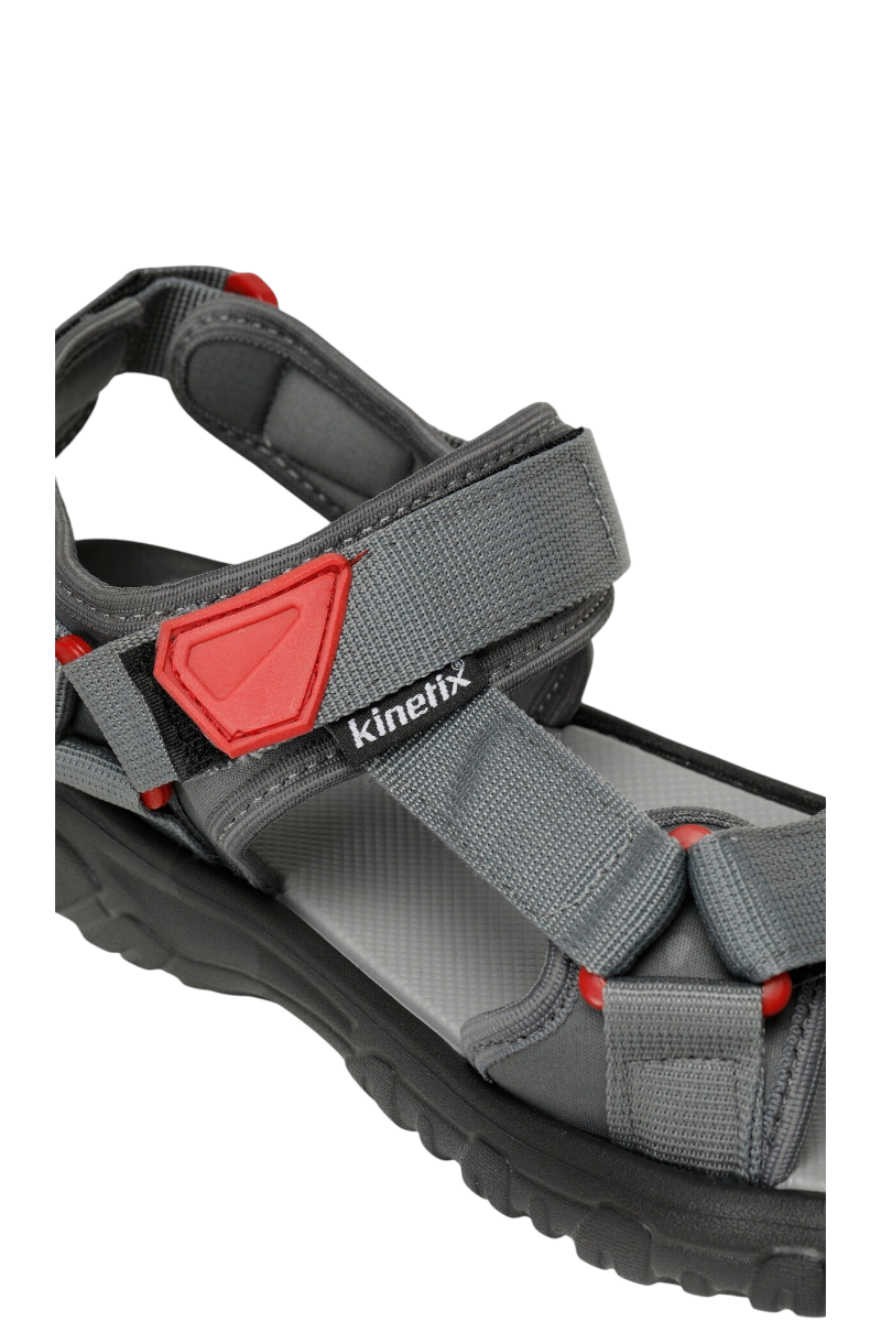 Sporline Kinetix Desmar TX gri ve kırmızı detaylı, cırt cırtlı erkek sandalet