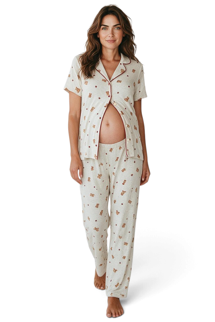 LC Waikiki Kadın Hamile Pijama Takımı W68961D8 - Açık Bej