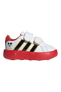 Sporline adidas Grand Court Mickey çocuk sneaker, beyaz suni deri ve inek derisi detaylı, kırmızı tabanlı cırt cırtlı