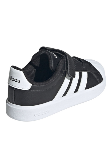 Sporline adidas Streettalk EL siyah suni deri unisex sneaker, beyaz detaylı ve cırt cırtlı arka görünüm