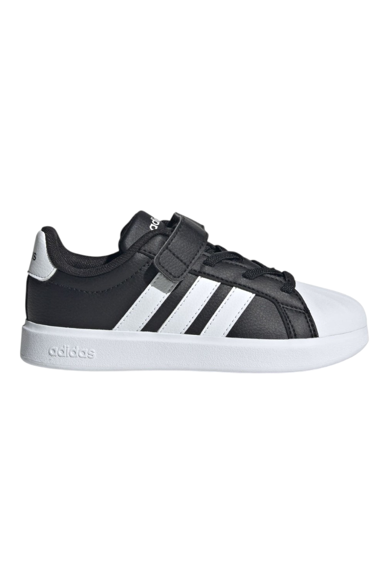 Sporline adidas Streettalk EL siyah suni deri unisex çocuk spor ayakkabı, beyaz detaylı ve cırt cırtlı tasarım