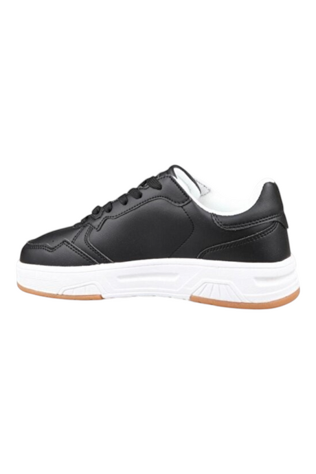 Sporline Benetton siyah beyaz suni deri ve polyester erkek sneaker yan görünüm