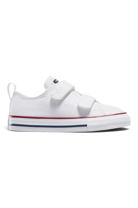 Sporline beyaz Converse Chuck Taylor All Star 2V çocuk spor ayakkabısı, cırt cırtlı bantlı kanvas tasarım