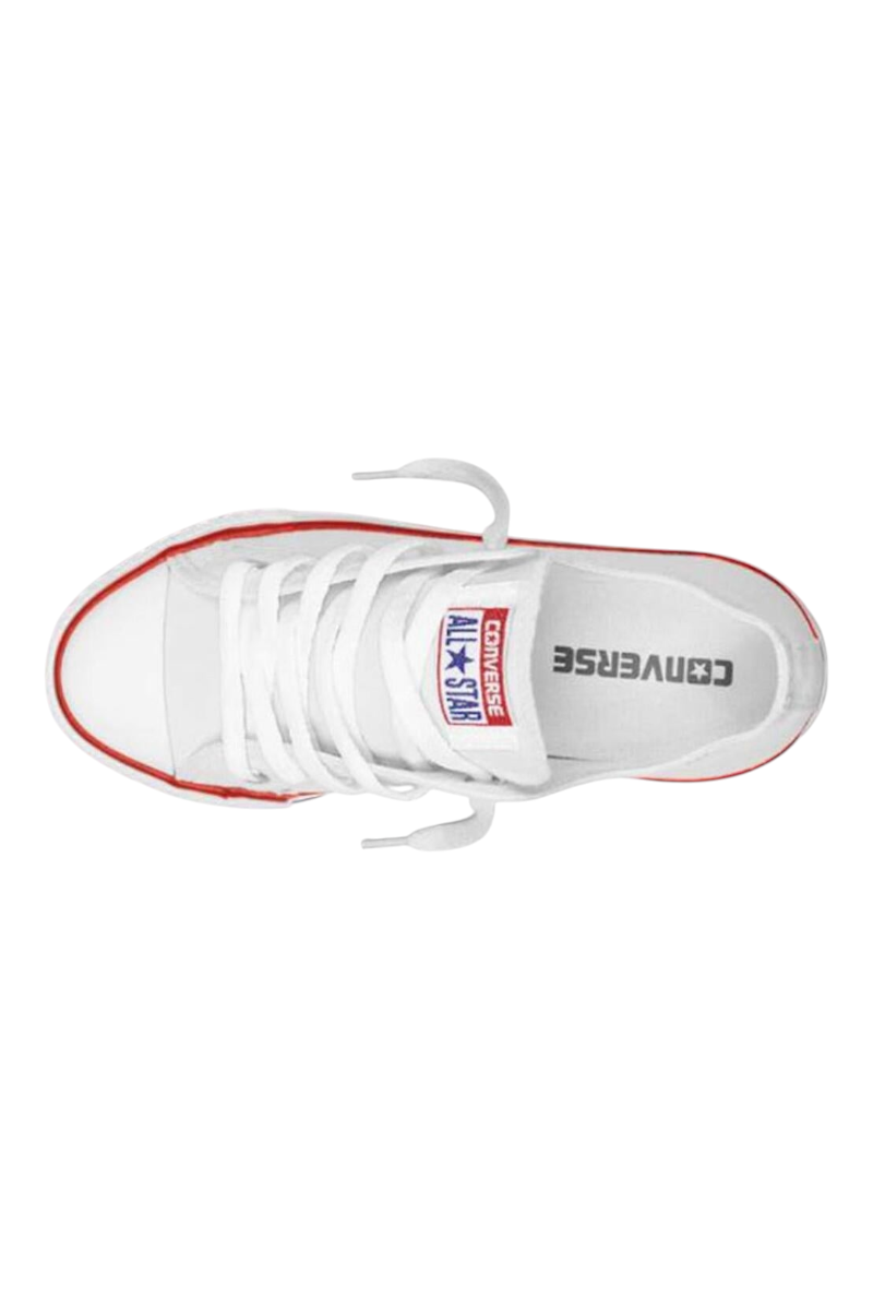 Sporline marka beyaz kanvas Converse Chuck Taylor All Star spor ayakkabı, üstten görünüm.