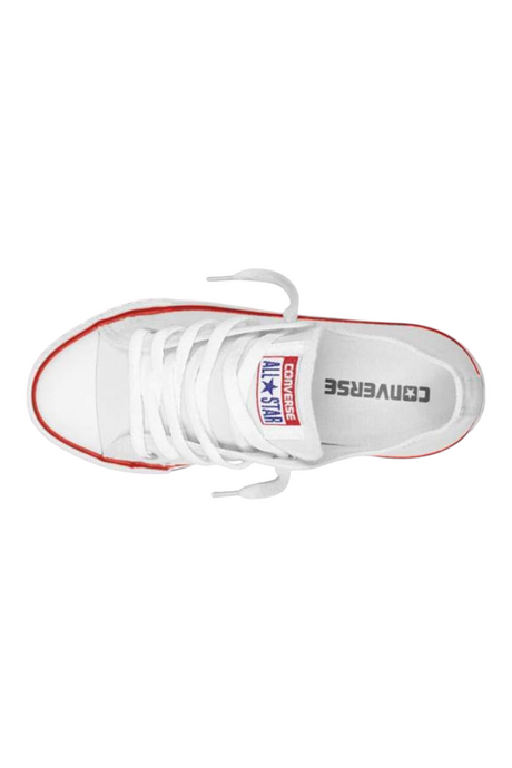 Sporline marka beyaz kanvas Converse Chuck Taylor All Star spor ayakkabı, üstten görünüm.