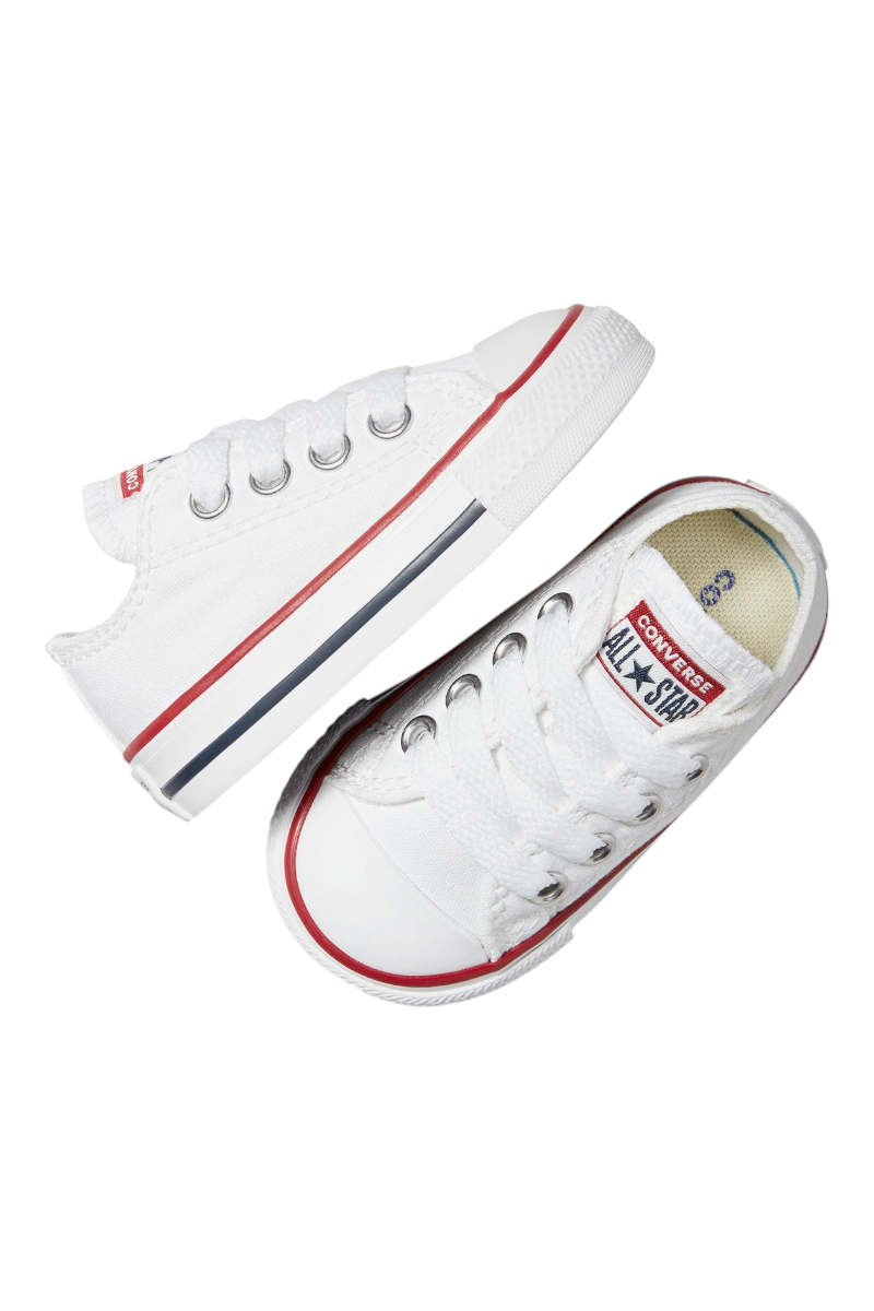 Sporline marka beyaz kanvas Converse Chuck Taylor All Star çocuk spor ayakkabı üstten görünüm
