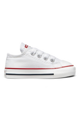 Sporline marka beyaz kanvas Converse Chuck Taylor All Star çocuk spor ayakkabı, yan profil görünümü