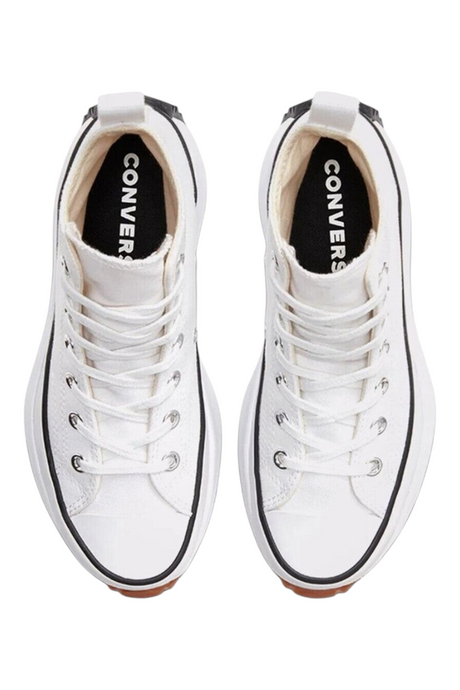 Sporline beyaz Converse Run Star Hike yüksek tabanlı kanvas spor ayakkabı, üstten görünüm
