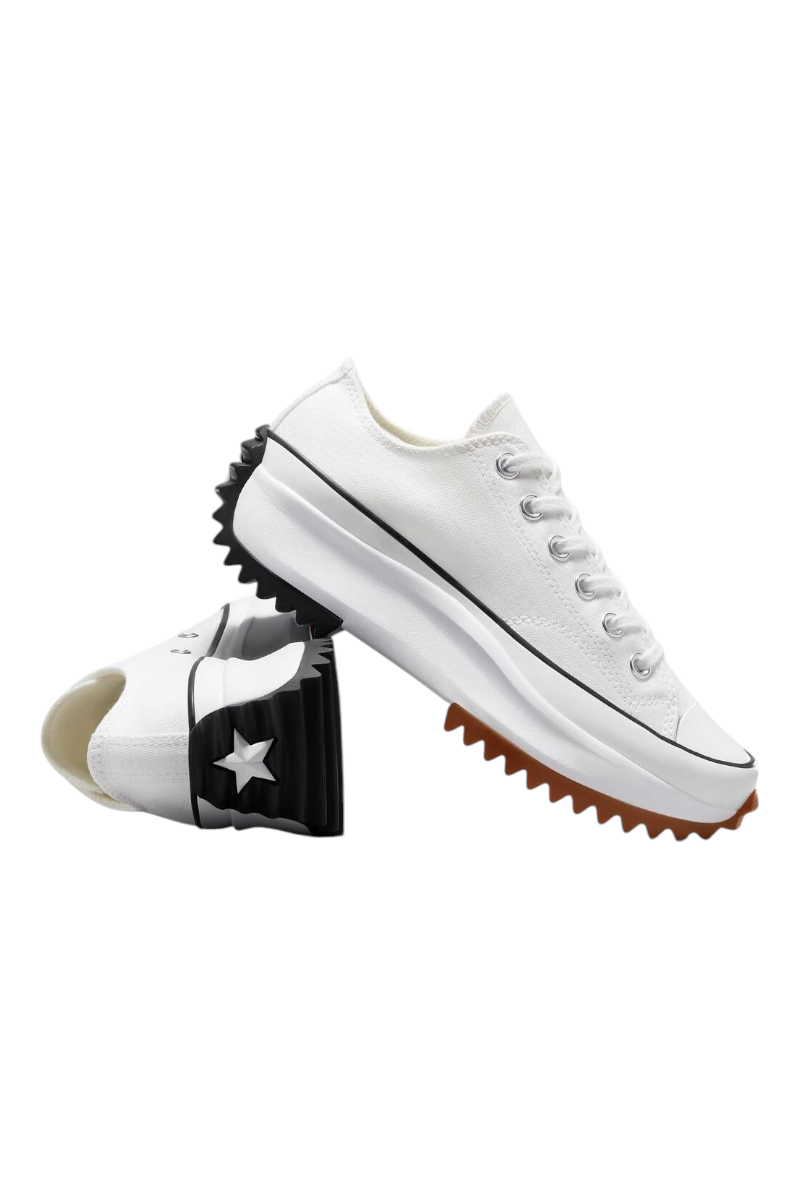 Sporline beyaz Converse Run Star Hike kanvas spor ayakkabı, tırtıklı platform taban ve topukta yıldız detayı