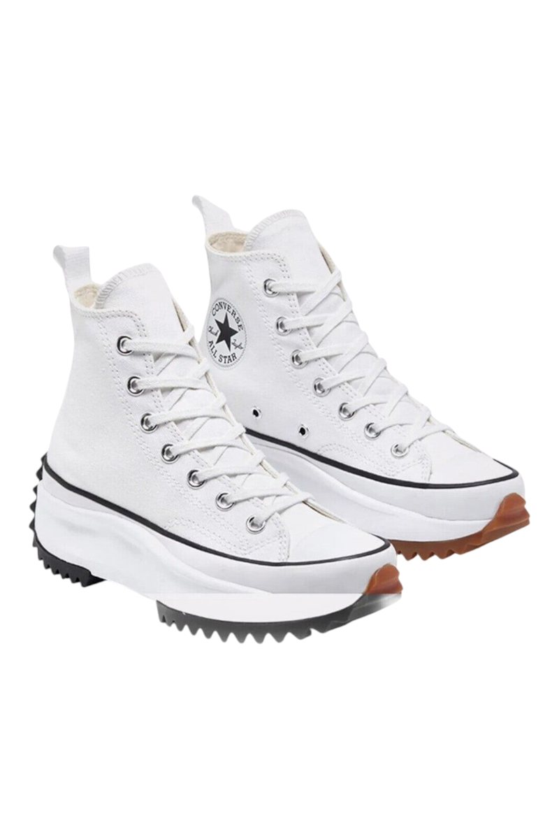 Sporline beyaz Converse Run Star Hike yüksek tabanlı kanvas spor ayakkabı, tırtıklı kauçuk dış taban detaylı