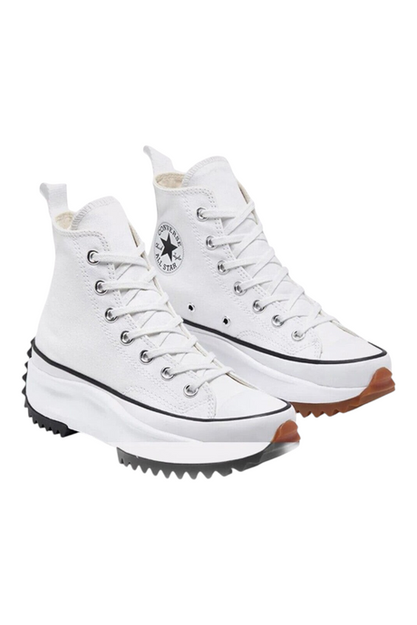 Sporline beyaz Converse Run Star Hike yüksek tabanlı kanvas spor ayakkabı, tırtıklı kauçuk dış taban detaylı
