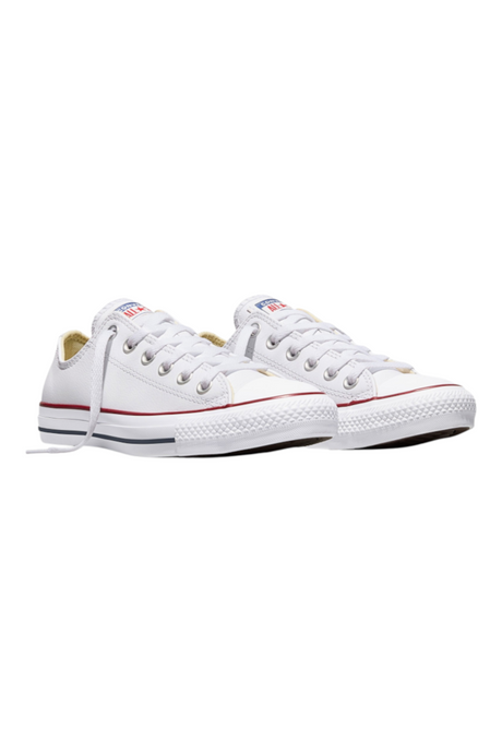 Sporline beyaz deri Converse Chuck Taylor All Star unisex spor ayakkabı, klasik düşük bilekli tasarım