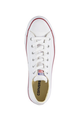 Sporline marka beyaz deri Converse Chuck Taylor All Star unisex spor ayakkabı üstten görünüm