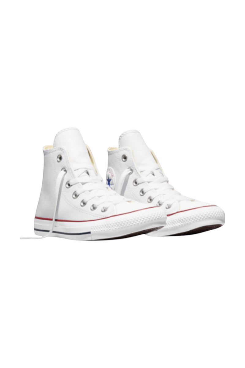 Sporline beyaz deri Converse Chuck Taylor All Star unisex spor ayakkabı, klasik bağcıklı tasarım ve kauçuk burunlu