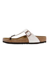 Sporline Birkenstock Gizeh BF Graceful beyaz kadın parmak arası terlik, mantar tabanlı ve ayarlanabilir tokalı tasarım