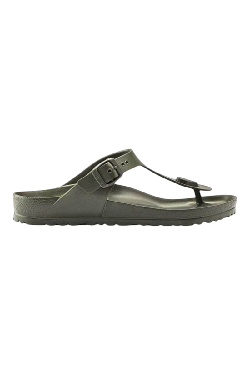 Sporline Birkenstock Gizeh Eva koyu yeşil unisex parmak arası terlik, yan profil görünümü
