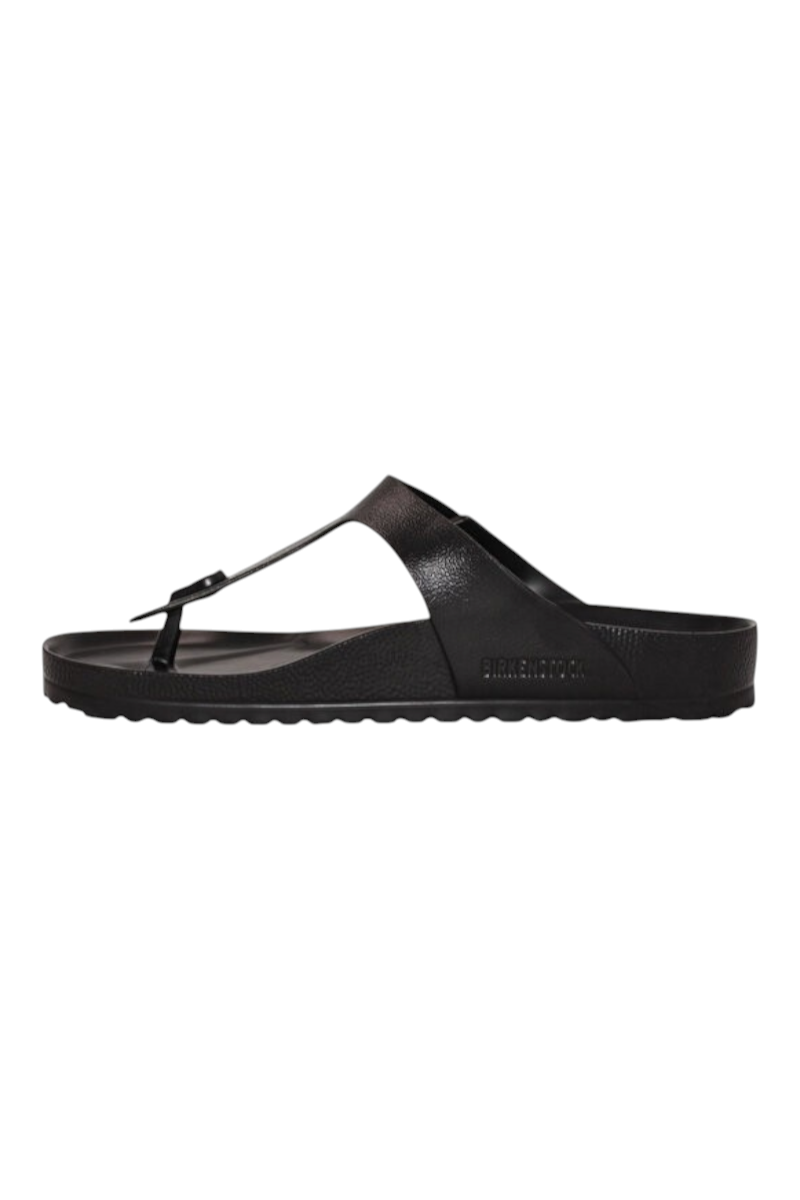Sporline Birkenstock Gizeh EVA siyah erkek parmak arası terlik, yan profil görünümü.