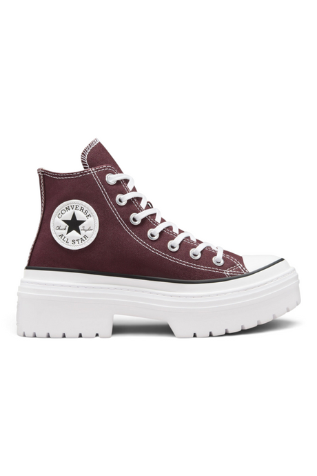Sporline bordo renkli, kalın beyaz tırtıklı tabanlı Converse Chuck Taylor All Star Lugged yüksek bilekli spor ayakkabı
