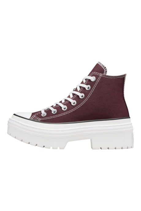 Sporline marka bordo renkli, kalın tırtıklı beyaz tabanlı Converse Chuck Taylor All Star Lugged yüksek konçlu spor ayakkabı