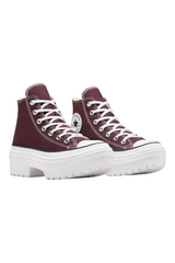 Sporline bordo renkli, yüksek tabanlı, bağcıklı Converse Chuck Taylor All Star Lugged kadın spor ayakkabı