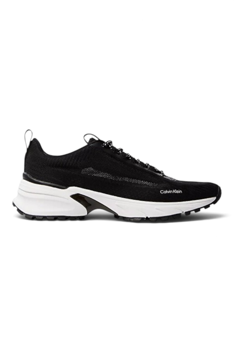 Sporline Calvin Klein siyah polyester erkek sneaker, beyaz kalın tabanlı modern spor ayakkabı