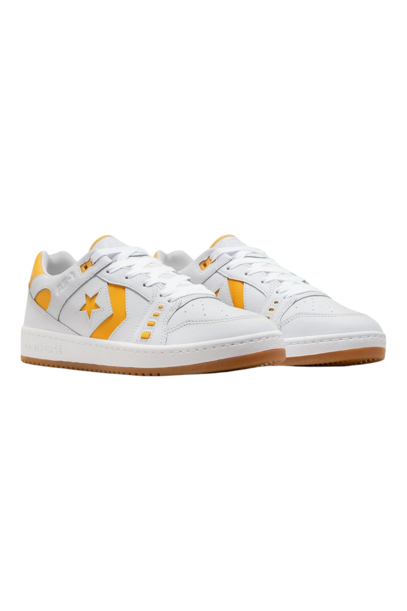 Sporline Converse AS-1 Pro beyaz deri sneaker, sarı detaylı ve kauçuk tabanlı klasik spor ayakkabı modeli