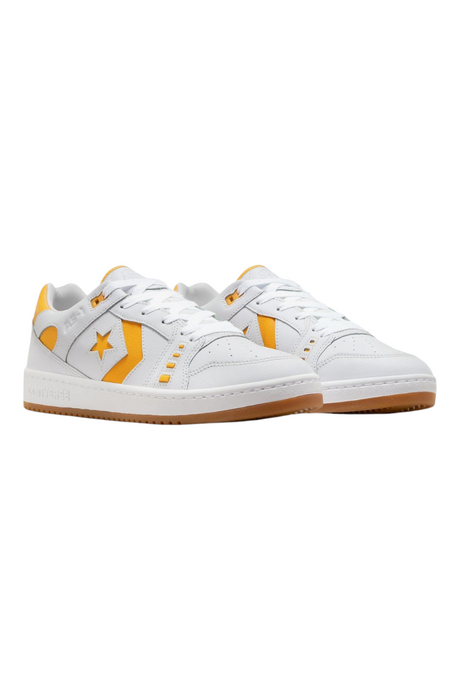 Sporline Converse AS-1 Pro beyaz deri sneaker, sarı detaylı ve kauçuk tabanlı klasik spor ayakkabı modeli