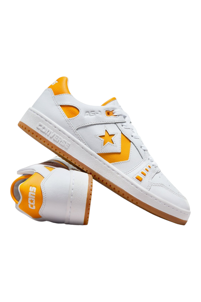 Sporline Converse AS-1 Pro beyaz deri sneaker, turuncu detaylı ve kauçuk tabanlı klasik spor ayakkabı modeli