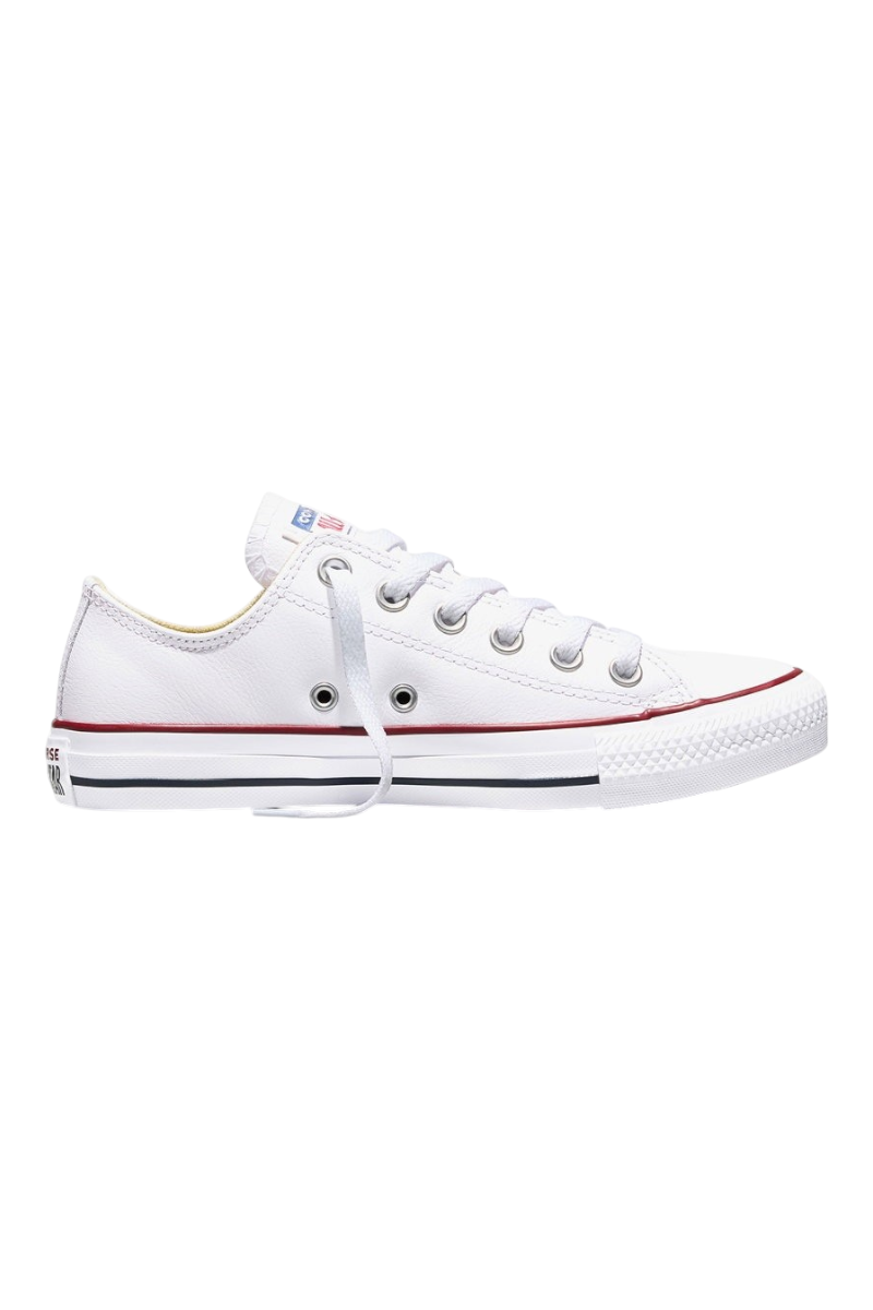 Sporline Converse Chuck Taylor All Star beyaz deri unisex spor ayakkabı, yan profil görünümü