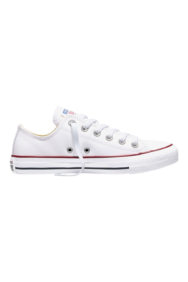 Sporline Converse Chuck Taylor All Star beyaz deri unisex spor ayakkabı, yan profil görünümü
