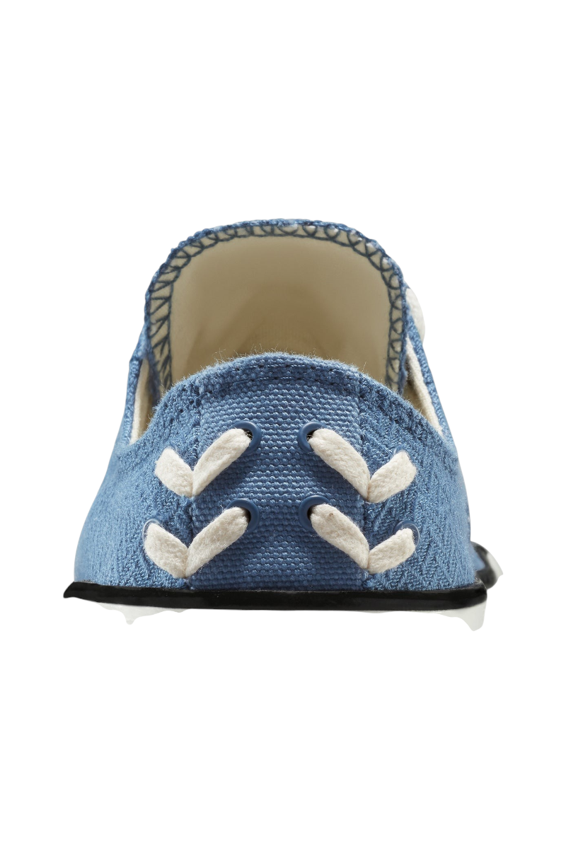Sporline Converse Chuck 70 mavi balıksırtı desenli kanvas spor ayakkabının arka topuk detayı