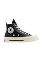 Sporline marka, siyah renkli, kare burunlu ve yüksek tabanlı Converse Chuck 70 De Luxe Squared kadın günlük ayakkabı