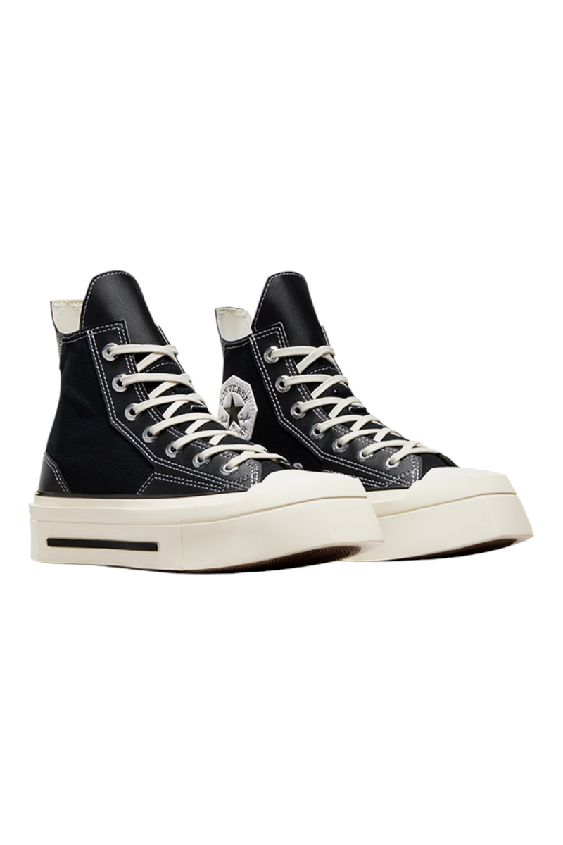 Sporline siyah Converse Chuck 70 De Luxe Squared kadın günlük ayakkabı, kalın platform tabanlı ve yüksek konçlu tasarım