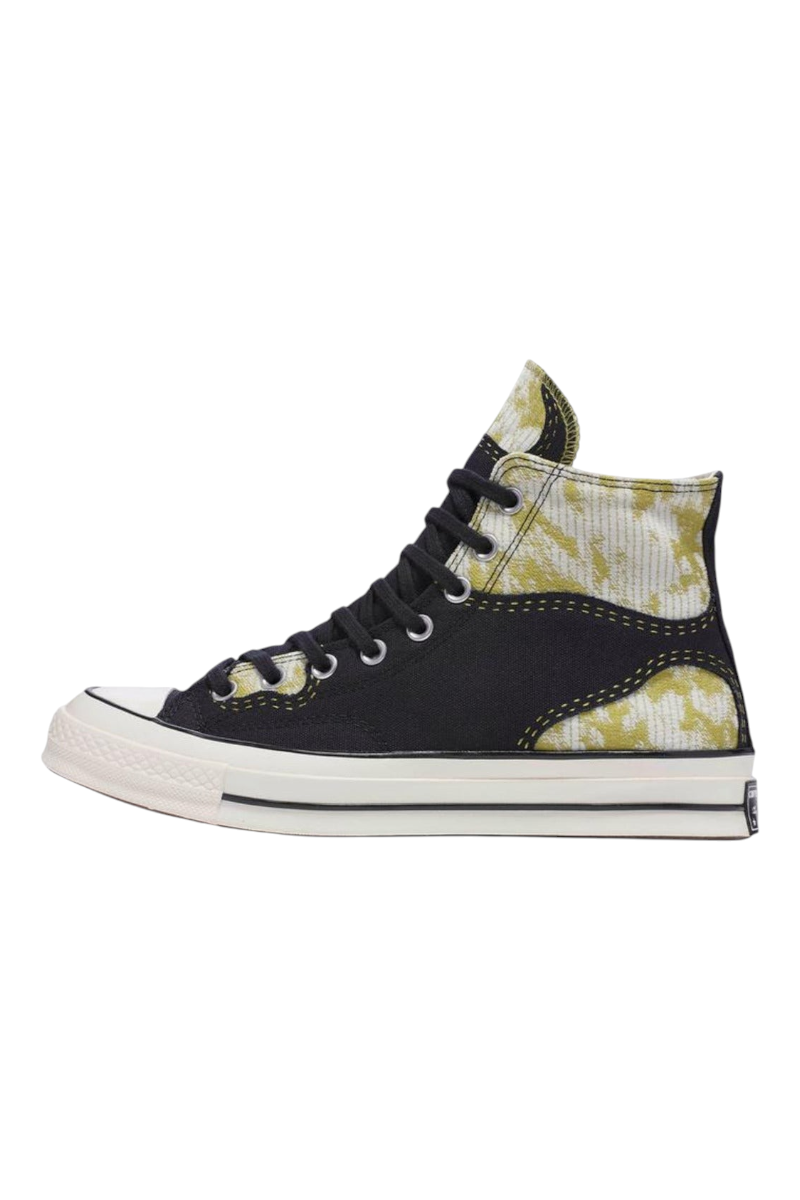 Sporline Converse Chuck 70 yüksek bilekli siyah ve sarı desenli kanvas spor ayakkabı
