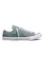Sporline marka, açık yeşil renkli, kanvas kumaşlı, beyaz bağcıklı ve kauçuk tabanlı Converse Chuck Taylor spor ayakkabı
