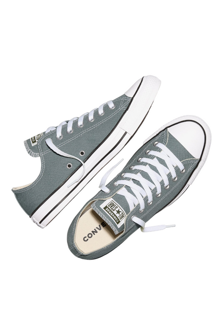 Sporline Converse Chuck Taylor All Star açık yeşil kanvas spor ayakkabı, beyaz bağcıklı ve kauçuk burunlu tasarım