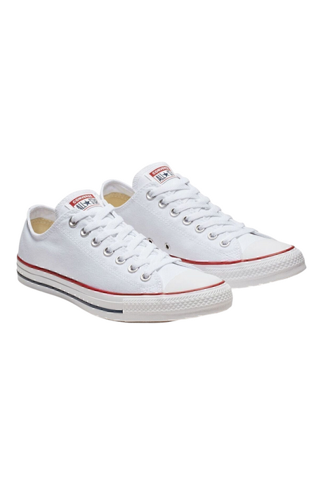 Sporline Converse Chuck Taylor All Star beyaz tekstil sneaker ayakkabı, klasik bağcıklı tasarım ve kauçuk taban