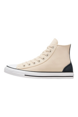 Sporline Converse Chuck Taylor All Star krem rengi kanvas yüksek bilekli spor ayakkabı, siyah topuk detaylı