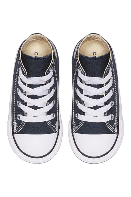 Sporline marka koyu lacivert renkli, beyaz bağcıklı ve kauçuk tabanlı Converse Chuck Taylor çocuk spor ayakkabısı