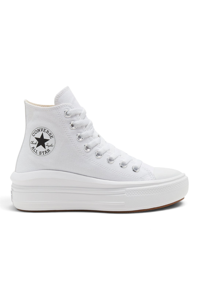 Sporline Converse Chuck Taylor All Star Move platform beyaz kanvas yüksek tabanlı spor ayakkabı yan görünüm